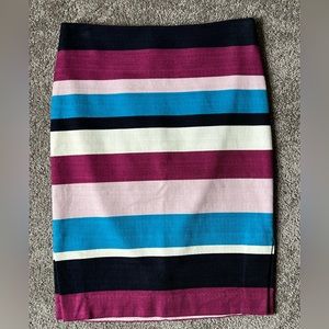 Loft multi color stripe pencil skirt